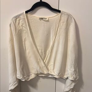 Audrey 3+1 Cream Wrap Crop Blouse